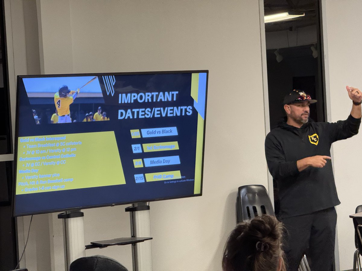 _ECBaseball's tweet photo. “EC Baseball 🧢⚾️ | Beginning of the season parent meeting!

Great turnout tonight—thank you to everyone who braved the cold to join us. Looking forward to an amazing season! #ECBaseball #Teamwork”
@ECISDtweets @_ECAthletics @ArriolaSuzette https://t.co/X6sG2pCkTw