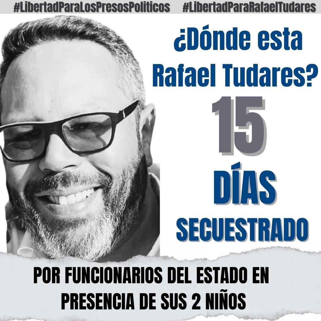 MarianaGTudares's tweet photo. Hoy 22 de enero nuevamente pido la urgente liberación, por razones humanitarias, de mi esposo Rafael Tudares Bracho, padre de mis dos niños. Rafael fue secuestrado por funcionarios del Estado el 7 de enero en presencia de nuestros dos niños. Han pasado 15 días desde su secuestro. https://t.co/m4w4dcoIa8