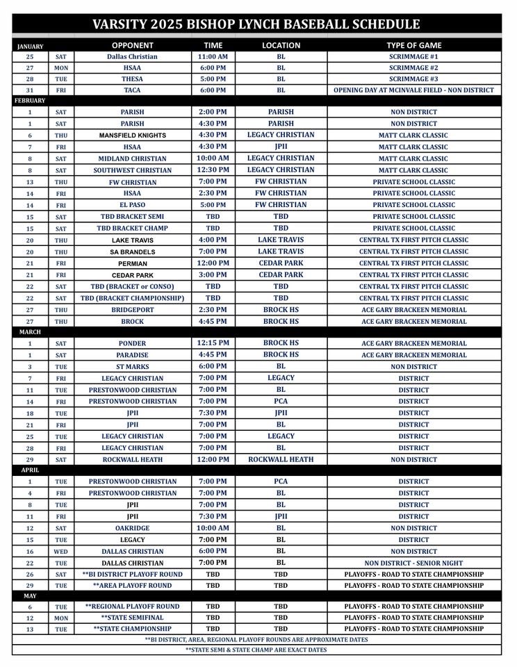 2025 spring schedule! 

Excited for this year! A lot of great guys on this team.
