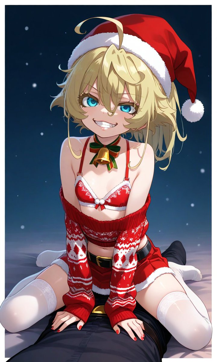 eliseo_nup's tweet photo. Tanya...☠ #Tanya #pixai #AnimeArt #previousyear #Christmas2024  [christmas]... [4] The first season of Youjo senki came out in 2017 and it's been 8 years and Tanya was 13 [8 + 13 = 2] https://t.co/8viIxXPAad
