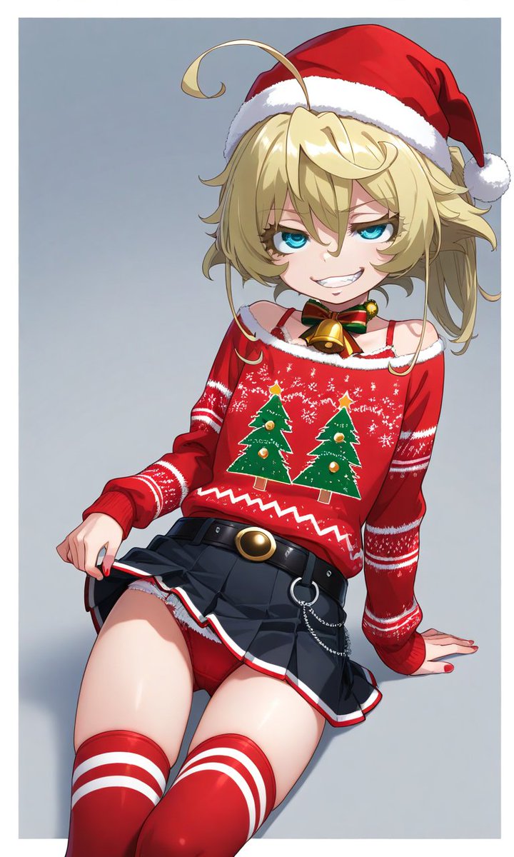 eliseo_nup's tweet photo. Tanya...☠ #Tanya #pixai #AnimeArt #previousyear #Christmas2024  [christmas]... [4] The first season of Youjo senki came out in 2017 and it's been 8 years and Tanya was 13 [8 + 13 = 2] https://t.co/8viIxXPAad
