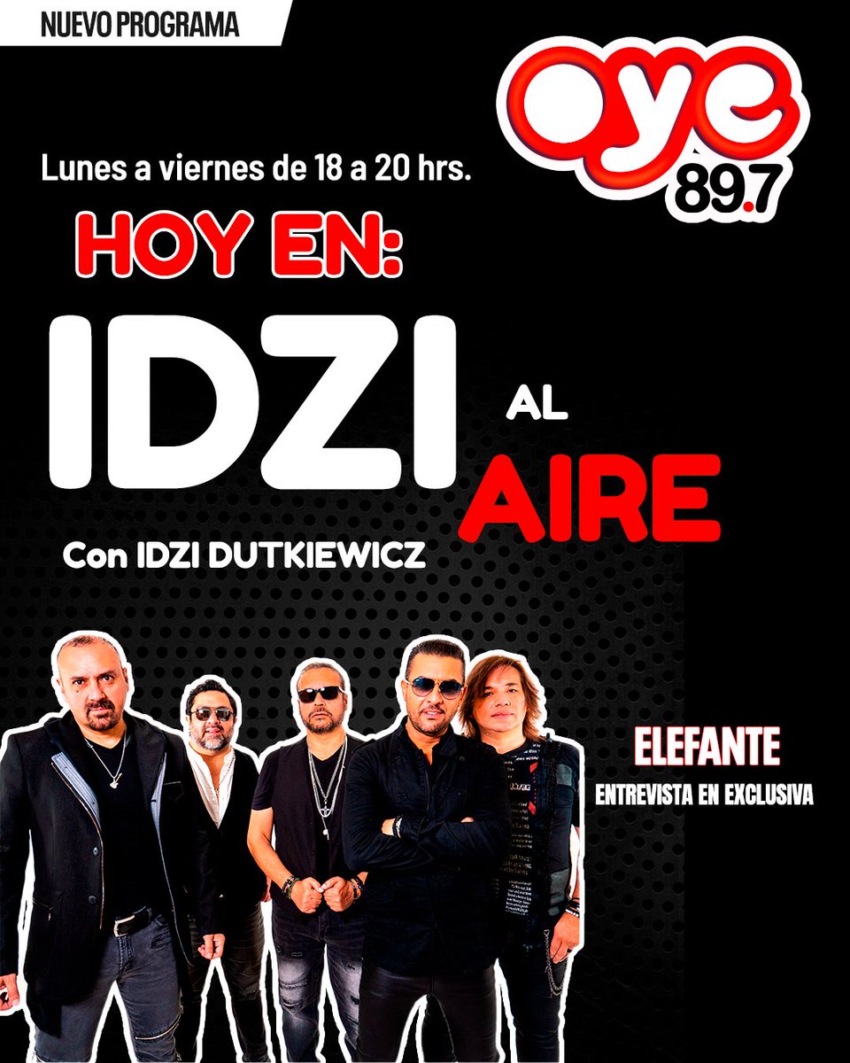 Oye897's tweet photo. ¡ENTREVISTA EXCLUSIVA! 😎🎶 @elefanteoficial nos cuenta todos los detalles de su nueva canción “Que noche la de anoche” y su próximo show en el #AuditorioNacional 👀

Al final de la entrevista la podrás escuchar en #Exclusiva solo en #Oye897fm 📱

#Oye897fm https://t.co/gYZIJ2S1js