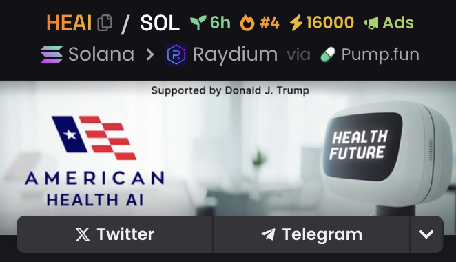 Health_ai_sol's tweet photo. > MODULE: $HEAI DEXSCREENER BOOST 🚀

>>> MILESTONE UNLOCKED
>>> $HEAI just achieved **16,000 BOOSTS**!

> KEEP THE MOMENTUM GOING

> DEX: https://t.co/W6wCICohzc https://t.co/UeB0GzzUla