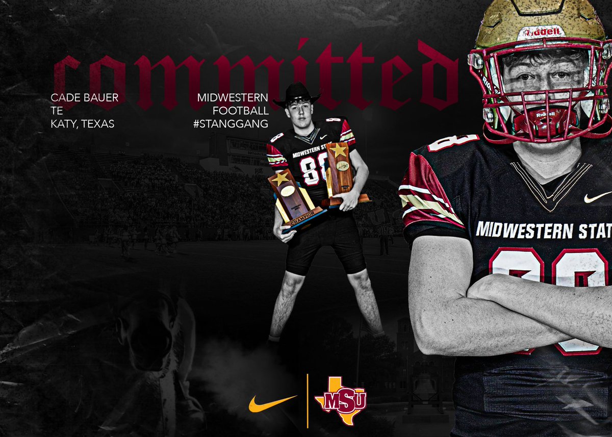 I am excited to announce my commitment to Midwestern State University. Thank you to <a href="/othsfalconfb/">Katy Tompkins HS Football</a> for an amazing 4 years. #StangGang <a href="/CoachKirkBryant/">Kirk Bryant</a> <a href="/MustangsDC/">Rich Renner</a> <a href="/MSUTexasFB/">Midwestern State Football</a> <a href="/mcvey_todd/">Todd McVey</a> @cagen_clark <a href="/coachfrazierMSU/">Coach Blake Frazier</a>