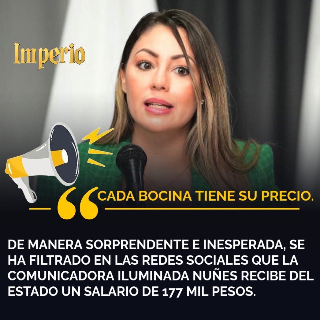 DE MANERA SORPRENDENTE E INESPERADA, SE HA FILTRADO EN LAS REDES SOCIALES QUE LA COMUNICADORA ILUMINADA NUÑES RECIBE DEL ESTADO UN SALARIO DE 177 MIL PESOS.

<a href="/ALBINCEPEDA/">Albin Cepeda</a> <a href="/lyabaezb/">Di Marie Salón</a> <a href="/marizan_rafael/">Jose R. Marizan</a> <a href="/franchiscastill/">Franchesca Castillo 🇩🇴</a>