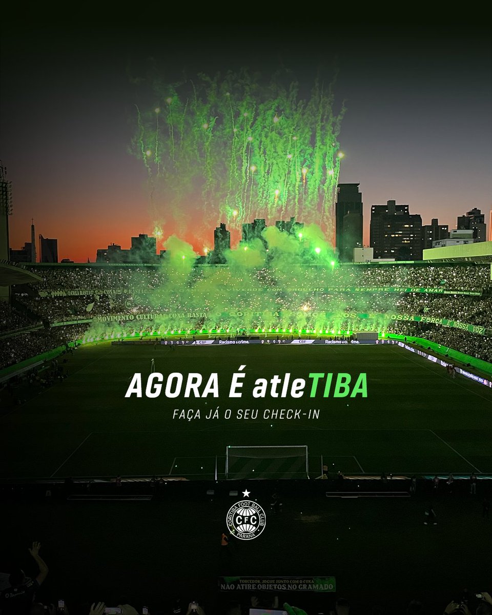 Coritiba's tweet photo. CHEGOU A HORA! AGORA É 𝐚𝐭𝐥𝐞𝐓𝐈𝐁𝐀. 💚

Faça 𝗔𝗚𝗢𝗥𝗔 seu check-in! Vamos lotar nossa casa. https://t.co/t5Jk6SQATW
