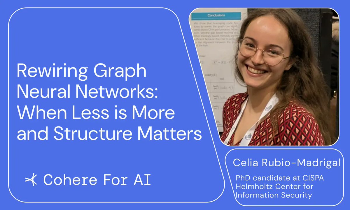 aniervs's tweet photo. Mark your calendars for February 13th! We're gonna be hosting @CeliaRu and @adarshjamadandi to talk about GNN rewiring! This is at the ML Theory subgroup of the Open Science Community @CohereForAI.
Link to the event in the message below. https://t.co/4b9YM1uUzi
