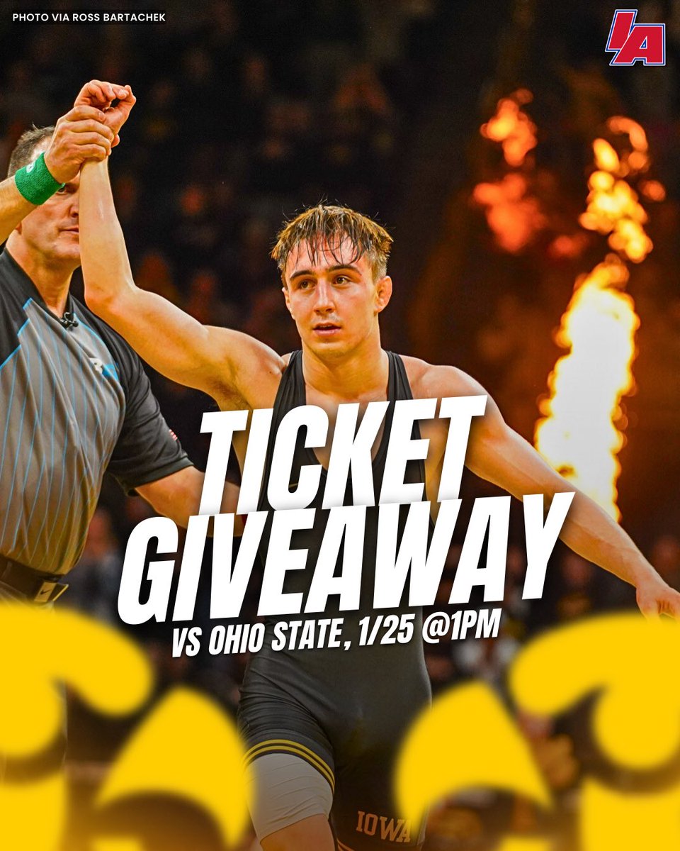 rossbchek's tweet image. Iowa has a home dual this week and you know the drill. I’ve got two tickets to give away. 

To enter:
1) RT this tweet
2) Must be following 
3) Bonus entry for tagging a friend in reply/quote tweet

Winner will be picked at random Friday after Noon CT.