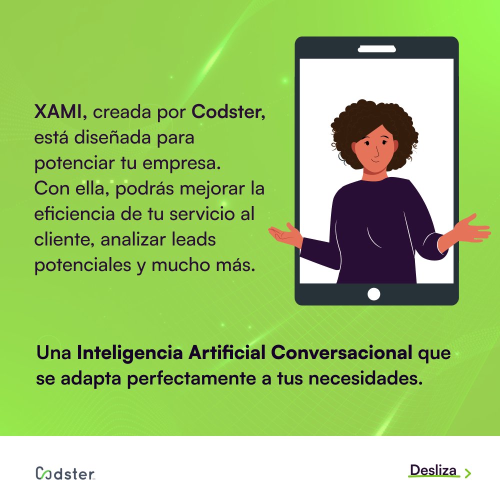 Codster_io's tweet photo. ¿Conoces XAMI? 🤖 La herramienta de IA Conversacional que potencia tu empresa.

Mejora tu servicio al cliente, analiza leads y más. 🚀
👉🏽 https://t.co/dTz3BByIL8

#GenAI #InteligenciaArtificial #Chatbot https://t.co/4DB2h6e7zr