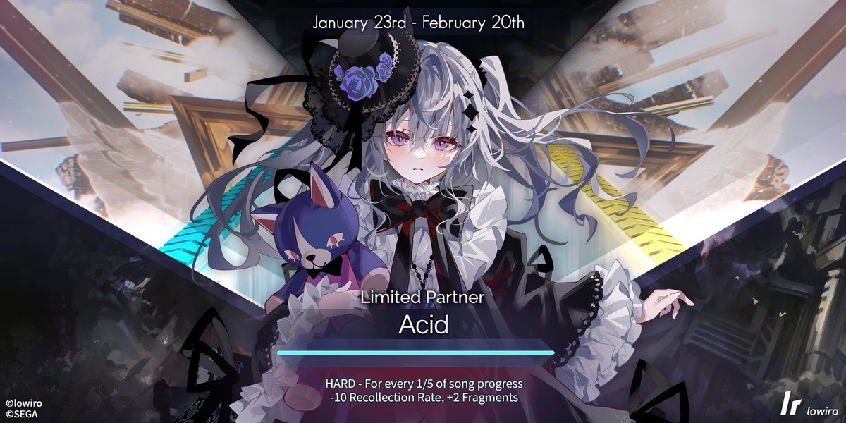 arcaea_kr's tweet photo. Arcaea v6.2 릴리즈!

maimai DX 콜라보레이션 Chapter 3가 신곡 4개, 그리고 두 뉴페이스, 파트너 솔트와 한정 파트너 애시드를 이끌고 등장합니다!

한정 파트너 유리사키 미카와 시코쿠의 복각 또한 놓치지 마세요!
#arcaea #maimai https://t.co/pdZvs2Xp21