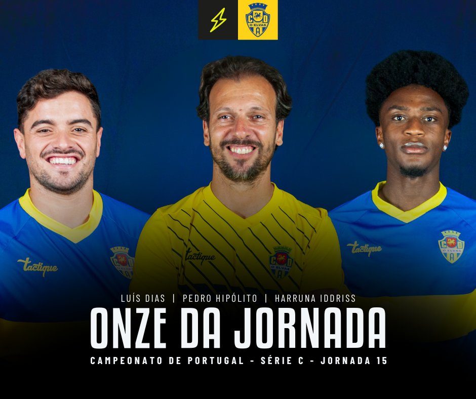 oelvassad's tweet photo. Os nossos cavaleiros, Luís Dias, Harruna Iddriss e o mister, Pedro Hipólito, estão presentes no onze da jornada 💙💛

Este 𝗢𝗡𝗭𝗘 𝗗𝗔 𝗝𝗢𝗥𝗡𝗔𝗗𝗔 é uma seleção feita pela página @portugal_das 🤝

#OElvasCAD #CampeonatoDePortugal https://t.co/bmHvxU9inQ