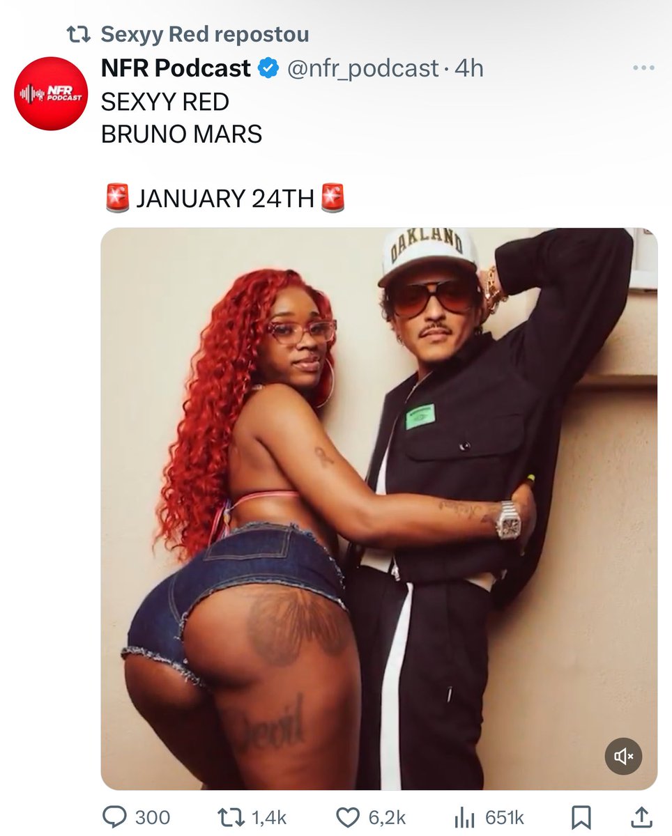 BrunoMarsAccess's tweet photo. A música do Bruno Mars com a Sexyy Red irá sair 01 da madrugada de sexta feira (24). 

— A rapper acaba de retweetar um tweet confirmando a data do lançamento. https://t.co/mtLFMRRxUT