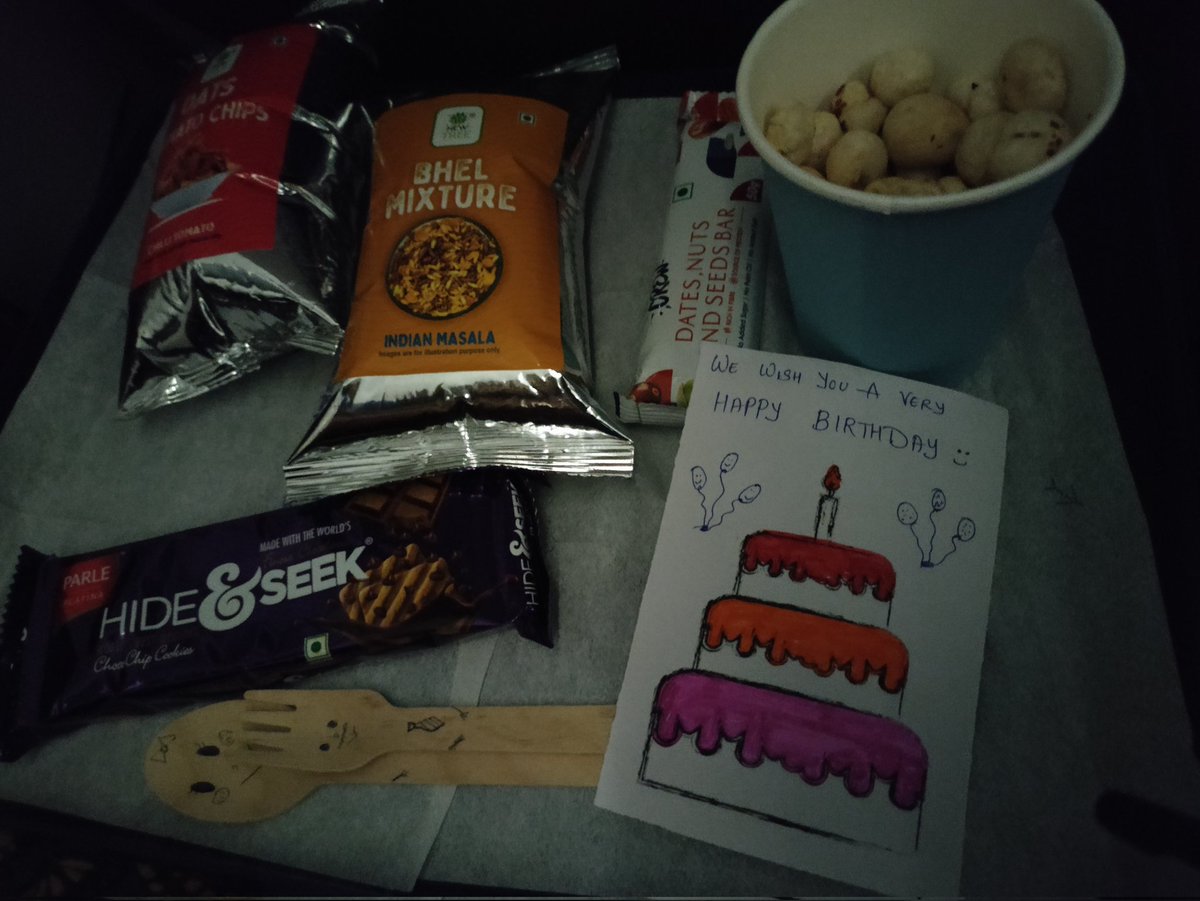sulekhl's tweet photo. Thank you #indigo and the crew members 6E 242  (A321) for the special bday gift to my better half. https://t.co/1TVyF2G5US