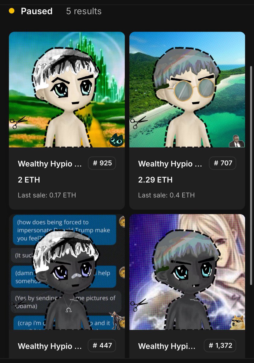 MBxxvv's tweet photo. Aside from the shirtless trait. Did you know there are only 5 cutout overlay trait @HypioHL in the collection making it one of the rarest traits. With only two listed at a 2 $ETH floor these won’t be so easy to come by. First time seeing these available. 

https://t.co/Cyvwx7whiy https://t.co/wHrz1GfvTU