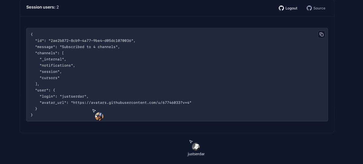 JustSerdarDev's tweet photo. @_sandros94 is cooking 🍳 
Reactive State, Websockets and Auth with realtime cursor tracking across multiple browsers and devices in Nuxt! https://t.co/tnCXM7lRkw