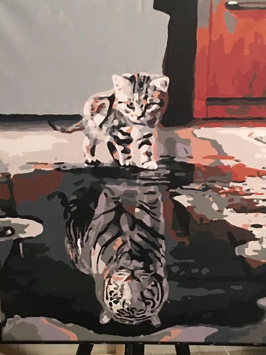 rebcar50's tweet photo. Art of the Day: "Kitten and the tiger". Buy at: https://t.co/sB44jzkMC7 https://t.co/xVwbQPSO7l