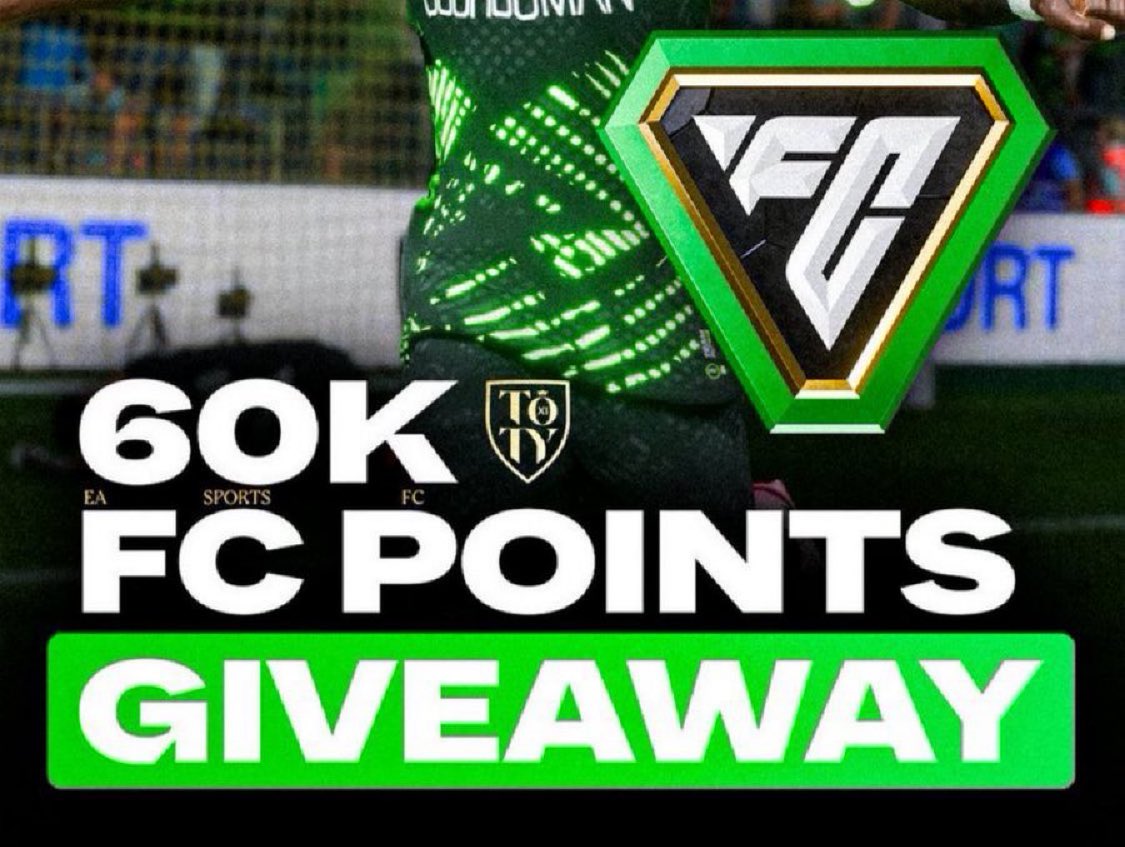 🚨HUGE TOTY GIVEAWAY 🔵

💸 60,000 FC Points 💸
5 Winners will receive 12k each 🤝

How to enter ⤵️
- Like &amp; Repost ❤️
- Follow @FC25Giveaways ✅