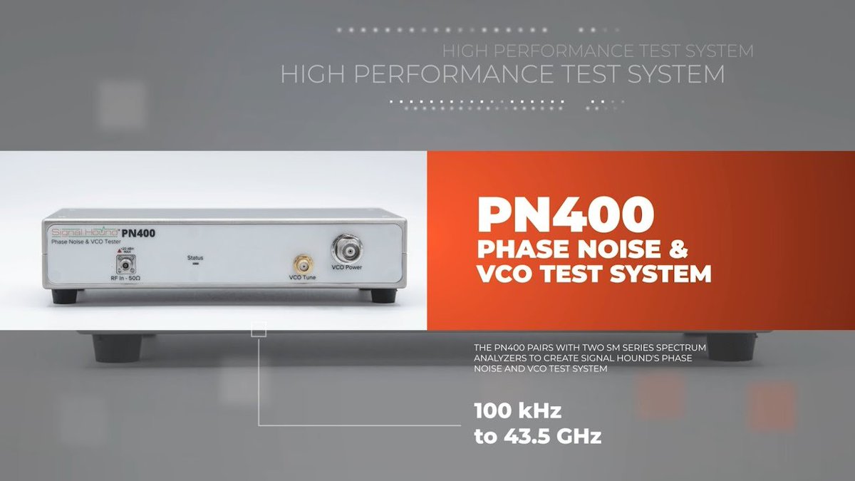 SignalHound's tweet image. CHECK✔IT✔OUT✔
This video details the features & specs of our NEW #PN400 Phase Noise & VCO Test System! Combined with our new licensed #SpikeSoftware feature and harnessing the power of two #SMseries #spectrumanalyzers, this system is sure to streamline your approach to…