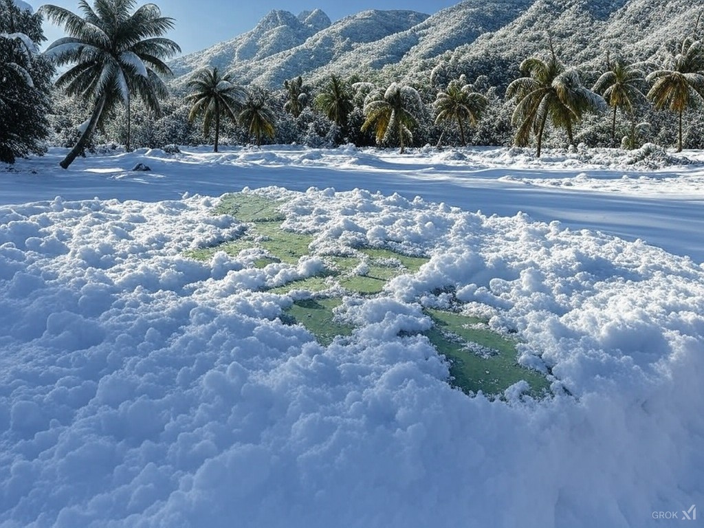 Snow has never fallen in Jamaica, not even during the last Ice Age. The island is near the equator, where sunlight is most direct &amp; temperatures rarely drop below 20°C, even in the coolest months. Its tropical climate keeps it too warm for snow, even at Blue Mountain Peak.