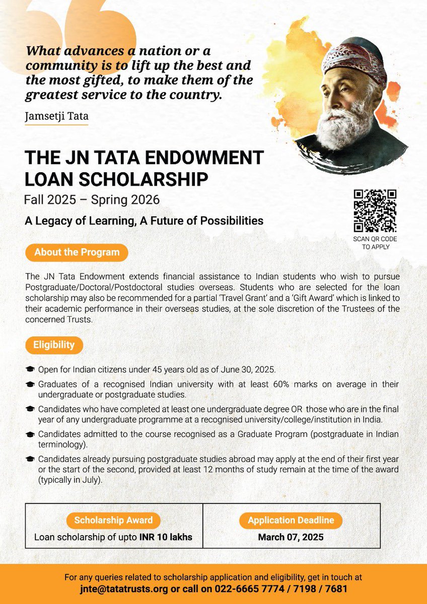 Have you got admission in foreign Universities for higher studies and don’t have fellowship/ scholarship? 

Educational Loan from Tata Trust could support you. Apply by March 7, 2025