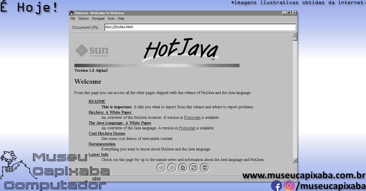 museucapixaba's tweet photo. É hoje! O Java JDK 1.0 de 1996.

+em https://t.co/qsteyGNuKe

#MuseuCapixaba #mcc #éhoje #museu #Java #JDK #JVM #HotJava #JamesArthurGosling #SunMicrosystems #WORA #WriteOnceRunAnywhere #MáquinaVirtualJava #NCSAMosaic #Netscape #NetscapeNavigator #Oracle #OOP https://t.co/1z2oFekWEu