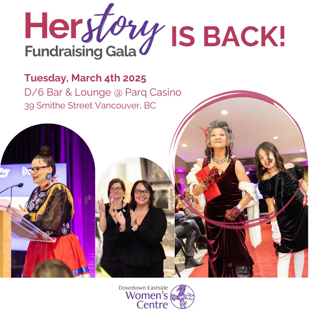 OMG OMG OMG WE'RE BACK! 

Join us on March 4th, to celebrate International Women's Day (week) and the strength of the women of the Downtown Eastside!

Tickets are on sale now... and there's a discount for the early birds! can.givergy.com/HerstoryGala20…