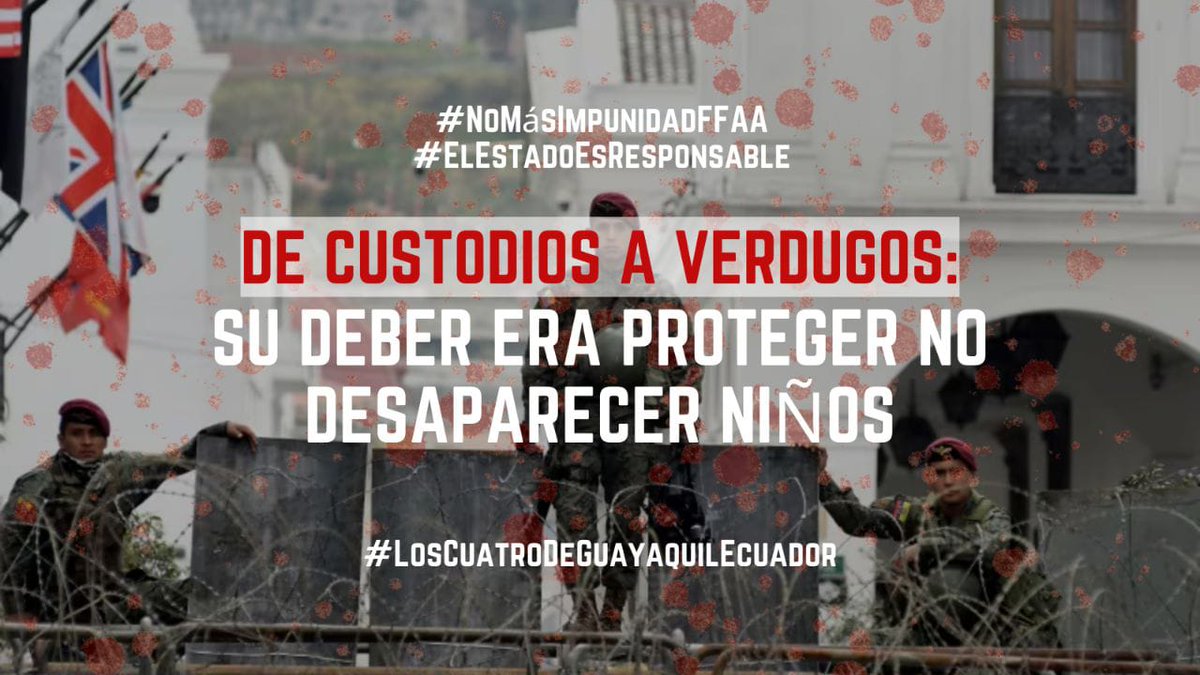 No queremos más impunidad, no queremos más vidas y sueños destruidos por la violencia estatal. ¡Exigimos justicia, verdad y reparación!
#ElEstadoEsResponsable
#NoMásImpunidadFFAA
#LosCuatroDeGuayaquilEcuador