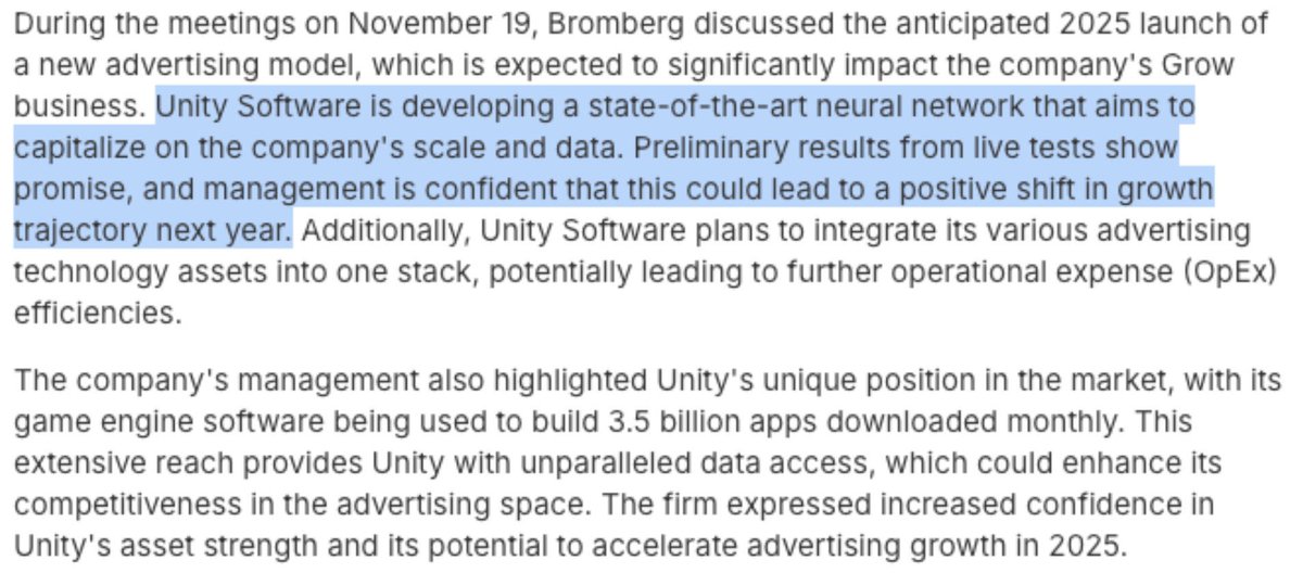 techinvestoor's tweet photo. Reminder for anyone new to $U.

They’re sitting on a treasure trove of first party data that they’re feeding into their upcoming AI advertising engine. https://t.co/RjVPki5wc7