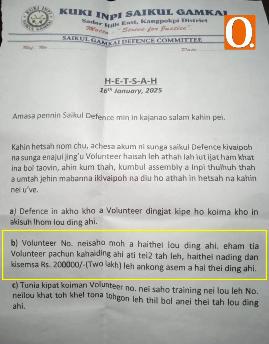 Evidence Emerges of Kuki CSO Forcing Civilians to Take Up Arms, Imposing Harsh Penalties on Volunteers Wishing to Quit

Disturbing evidence has surfaced implicating the Kuki Inpi, a prominent civil society organization (CSO) associated with the Kuki community, in coercing