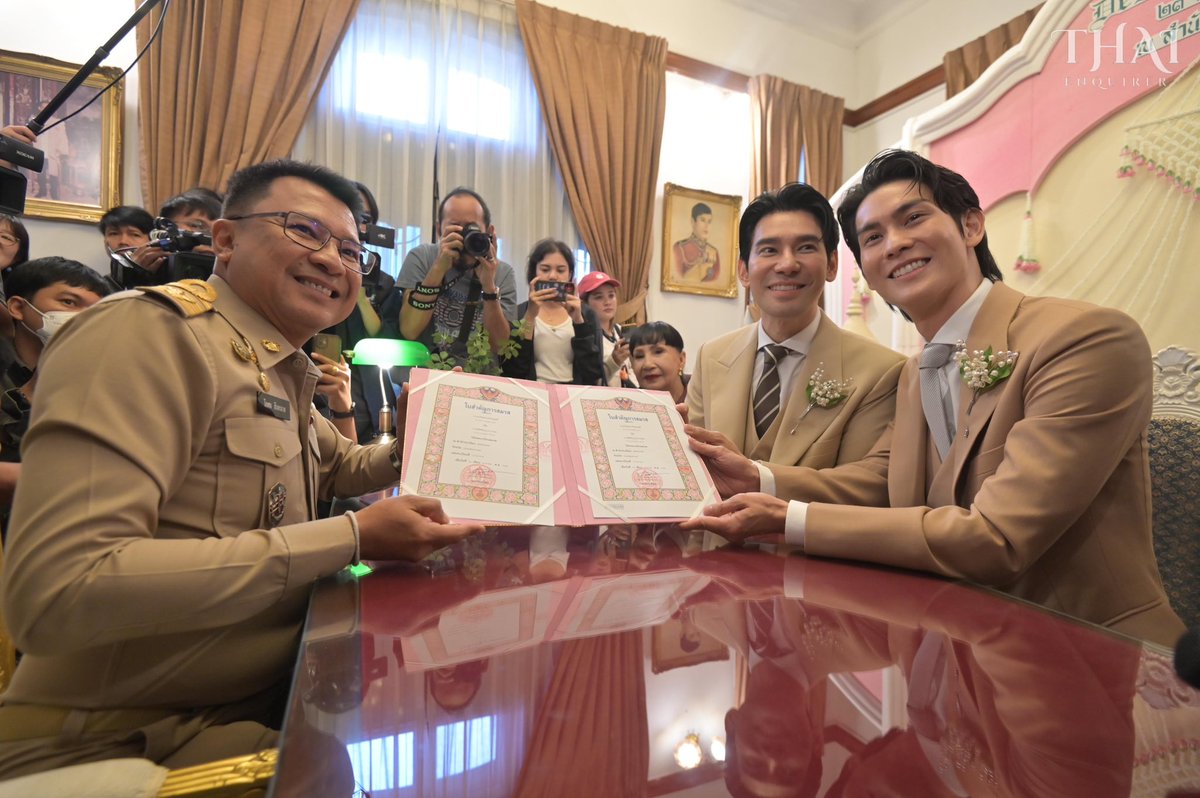 ThaiEnquirer's tweet image. Marriage Equality Achieved

Thailand now recognizes the right of all couples, regardless of gender, to legally register their marriage.

Heartfelt congratulations to everyone celebrating their union today!

#Thailand #สมรสเท่าเทียม #LGBTQ+ #SameSexMarriage #MarriageEquality…