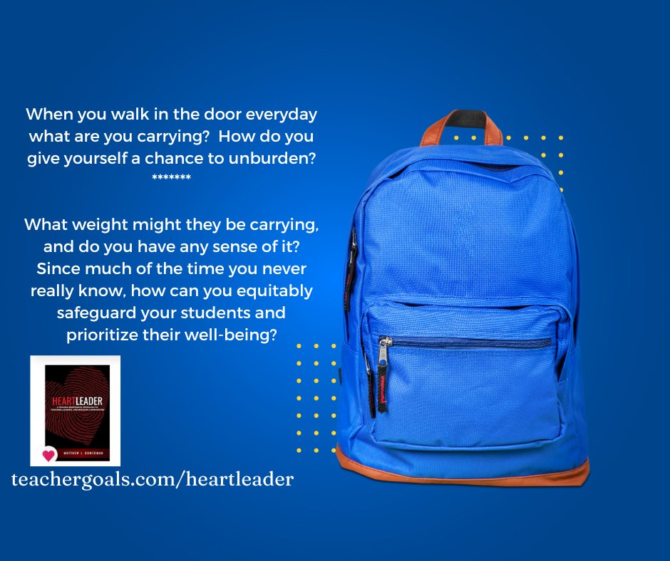 On a back, carried in hand, hung up in a locker it's there, and it must always be addressed and supported with love. <a href="/AlainaClarkWein/">Alaina Clark ✈️ #ISTE2025</a> <a href="/AlainaClarkWein/">Alaina Clark ✈️ #ISTE2025</a> <a href="/HelpATeacher/">Help A Teacher</a> <a href="/teachergoals/">TeacherGoals</a> #Heartleader #traumainformed #education #traumaresponsive
teachergoals.com/heartleader
