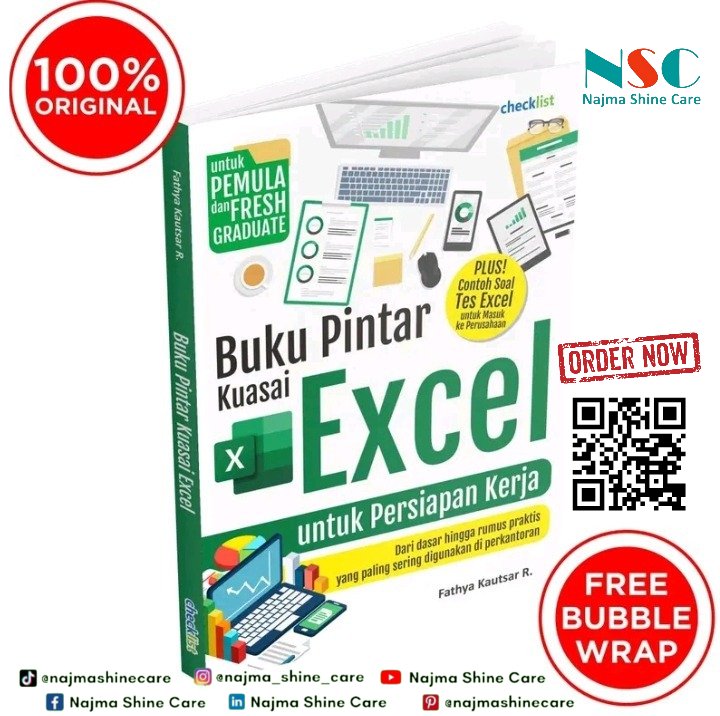 najmashinecare's tweet image. Siap kerja dengan skill Excel yang mumpuni! 
Pelajari rumus-rumus penting dan soal tes masuk perusahaan dari &apos;Buku Pintar Kuasai Excel&apos;. 
Jangan sampai ketinggalan! 📊💻&quot;

s.id/JagoExcel

#BelajarExcel 
#SkillKerja 
#ExcelUntukPemula  
#PersiapanKerja