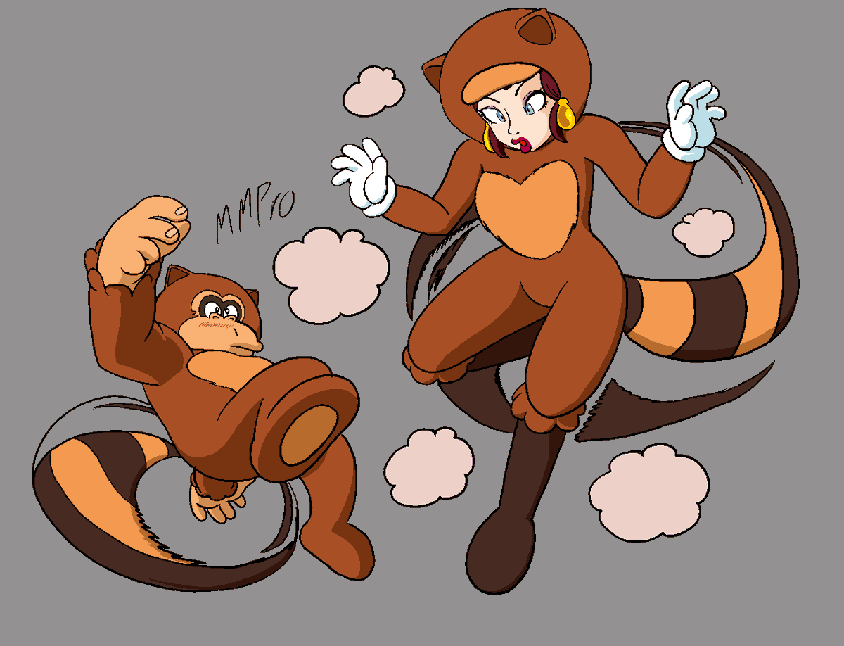 M_M_Product's tweet photo. Tanooki Pauline and Tanooki Donkey Kong! Look at them go!

#supermario #DonkeyKong #art https://t.co/qaDwte1SAz