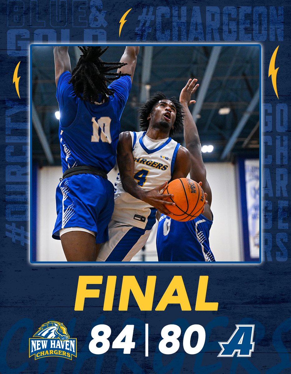 New Haven Menβs Basketball (@unewhavenmbb) on Twitter photo New Haven takes the hard fought win 84-80! New Haven takes the hard fought win 84-80!