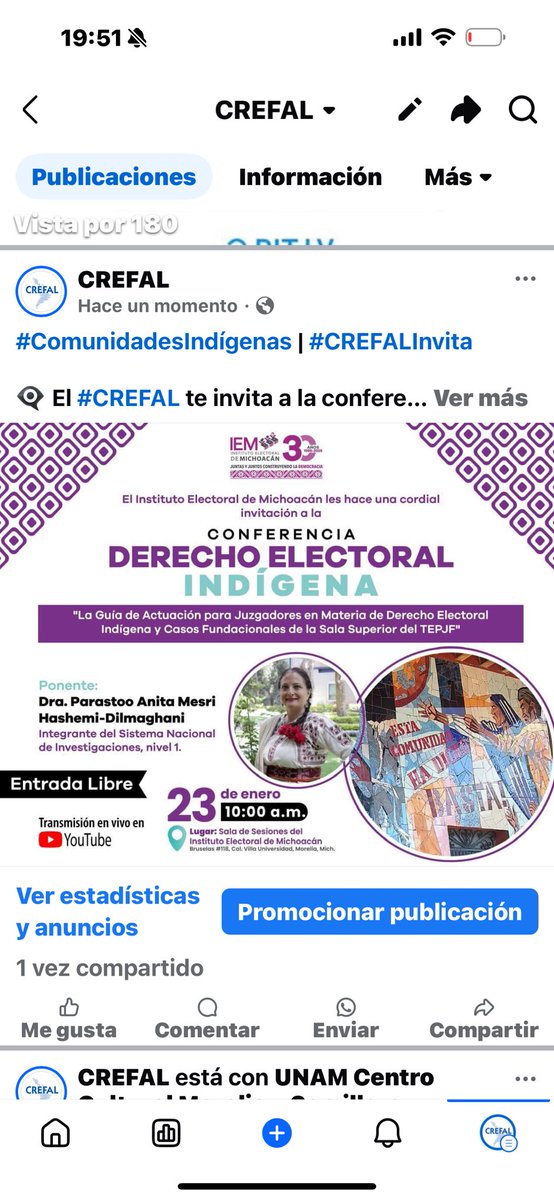 CREFAL_Oficial's tweet photo. #ComunidadesIndígenas
👁️🗨️ El #CREFAL te invita a la conferencia “Derecho Electoral Indígena: La Guía de Actuación para Juzgadores en materia de Derecho Electoral Indígena y Casos Fundacionales de la Sala Superior del TEPJF”.
👁️🗨️ Ponente: Dra. Parastoo Anita Mesri Hashemi-Dilmaghani, experta en derechos colectivos de los pueblos originarios en México e integrante del Sistema Nacional de Investigadores, Nivel 1.
📆 Fecha: 23 de enero de 2025
⏰ Hora: 10:00 a.m.
📍 Lugar: Sala de Sesiones del IEM
📲 Transmisión en vivo: YouTube del IEM
¡¡Entrada libre!!