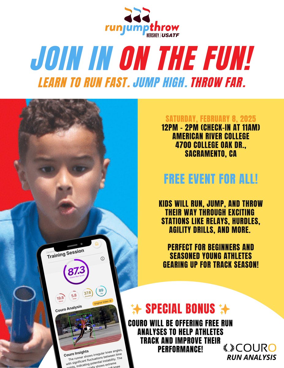 Join ARC and USA Track and Field Association, Pacific for Run Jump Throw, a free clinic to introduce track and field to community youth, local track and field clubs, and school teams! The clinic will be February 8 from Noon to 2 PM. Register online: pausatf.org/72172-2/