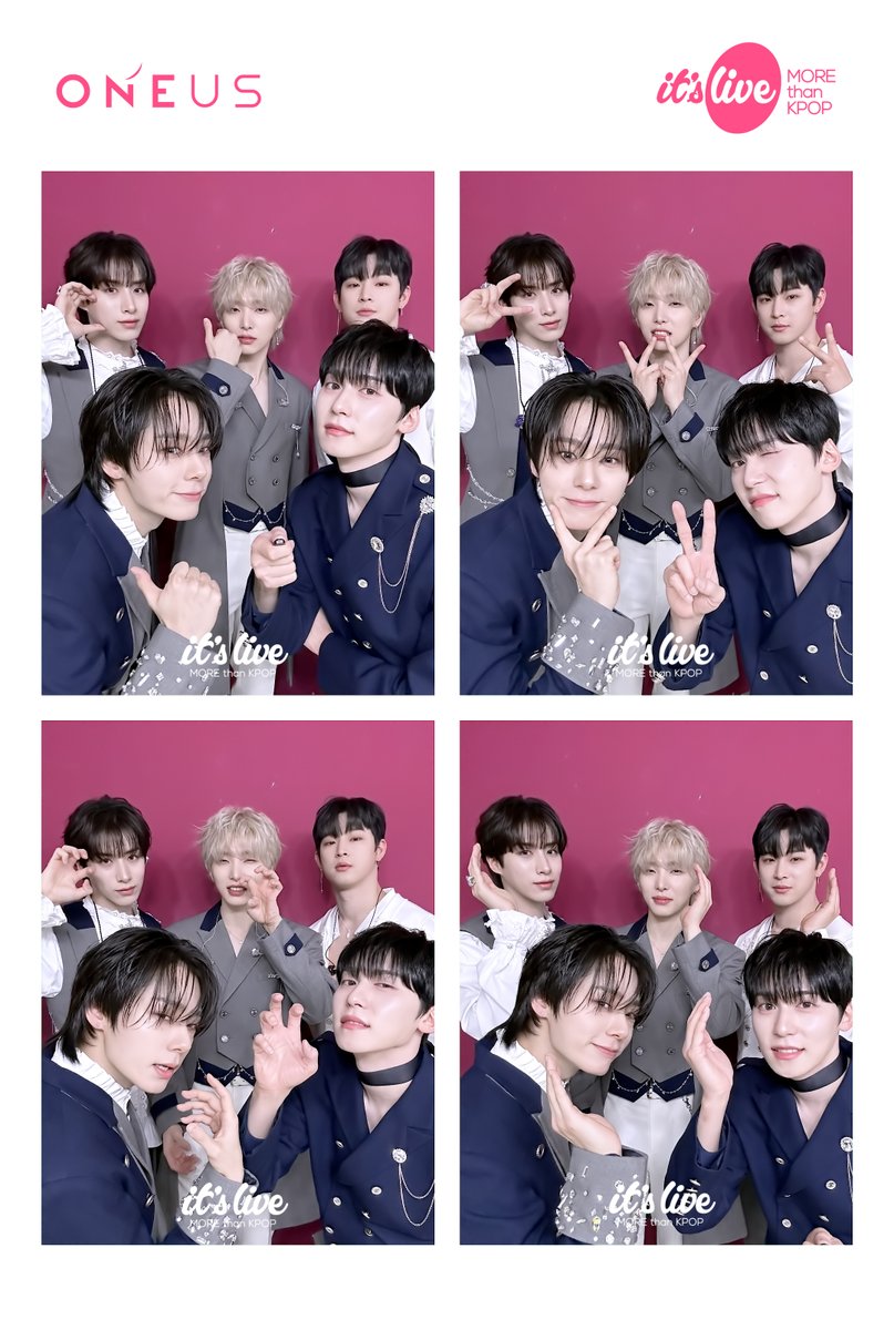 ONEUS가 추천하는 네컷 포즈!✨
지금 바로 it's Live 틱톡에서 원어스의 잇라네컷 촬영 영상을 확인하세요💗
▶buly.kr/HHbquz4◀
#itsLive #ONEUS #KPOP #잇츠라이브 #잇라네컷 #인생네컷 #PhotoBooth #itsLive4Cut