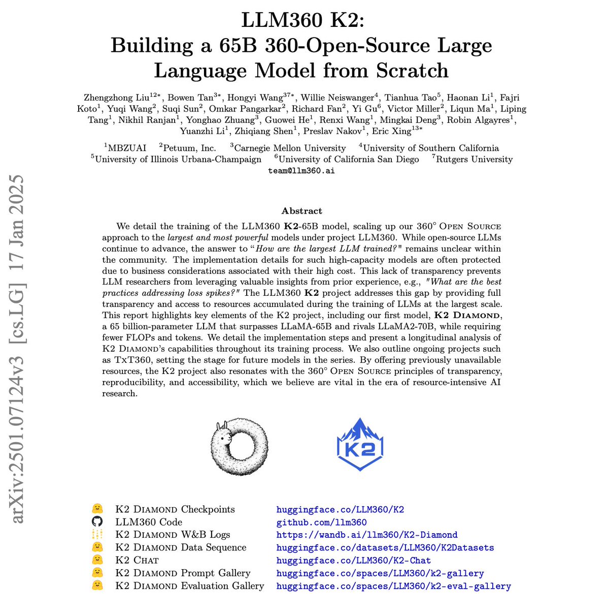 LLM360 gets way less recognition relative to the quality of their totally open outputs in the last year+. They dropped a 60+ page technical report last week and I don't know if I saw anyone talking about it. Along with OLMo, it's the other up to date open-source LM.