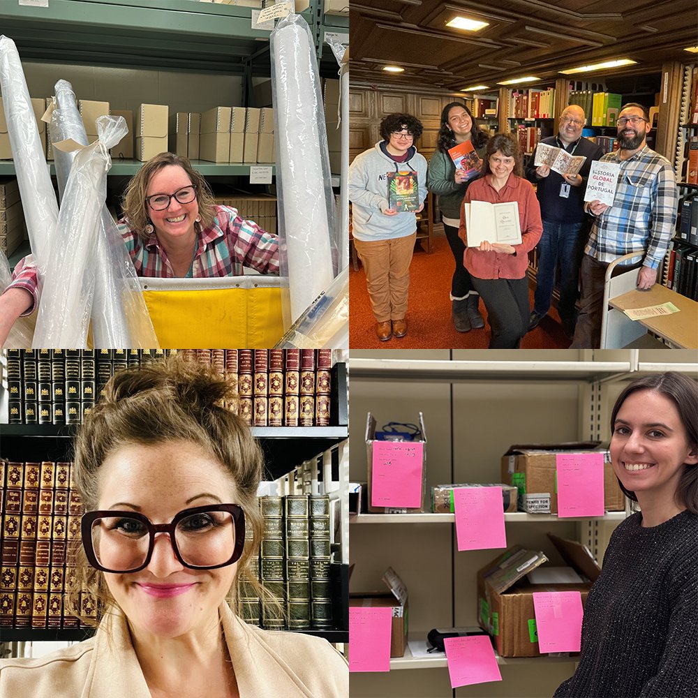 librarycongress's tweet image. It's Library Shelfie Day! The Library of Congress is a huge place, and our librarians and staff work on a huge array of projects. Here are just a handful of them, posing in their respective elements. (Check the alt text to learn more about what they do!)