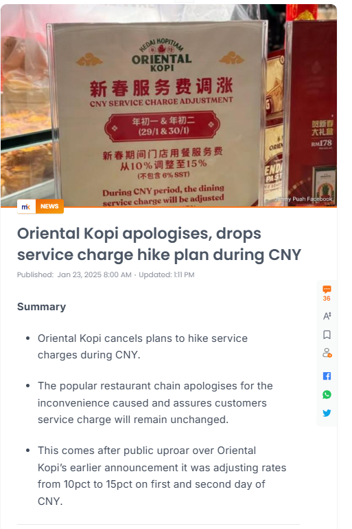 jameschin110's tweet photo. About time, the public shows their power. This festive surchange is just another cash grab by these greedy companies. They are already charging 10% and if they think their workers need to be compensated for public holidays, they need to top up themselves.
I say boycott businesses that impose this unreasonable charge. Its getting worse and worse every year. Soon the surcharge will apply to anything that is operating on public holidays.
#Malaysia #boycott