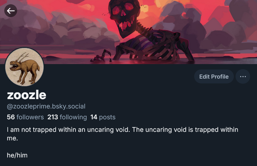 ZoozlePrime's tweet photo. For any who care:

I'm sick of this site. It's just constant negativity and awfulness bubbling up under the posts of the cool people I actually want to follow. I don't think I'll delete my accounts just yet, but I definitely want to stop using them.

Unrelated pic below. https://t.co/4Ot5zAdGtU