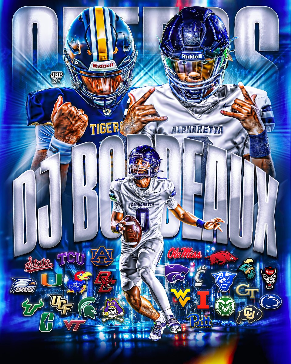 JGPCFB (@jgpvisuals) on Twitter photo Offers on the table thus far for 2026 3-Star Quarterback DJ Bordeaux (<a href="/__GoDJ__/">DJ Bordeaux</a>)!
The 6'3", 185 lb. Junior from Douglasville, Georgia is ranked as a Top 25 QB in his class (#434 NATL.) per On3
What's the move? 🏡👇 Offers on the table thus far for 2026 3-Star Quarterback DJ Bordeaux (<a href="/__GoDJ__/">DJ Bordeaux</a>)!
The 6'3", 185 lb. Junior from Douglasville, Georgia is ranked as a Top 25 QB in his class (#434 NATL.) per On3
What's the move? 🏡👇