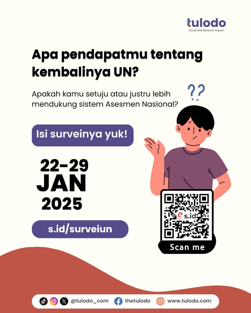 Empat tahun setelah pemerintah menghapus Ujian Nasional (UN), kini muncul wacana pengembailan UN. Bagaimana menurutmu? Yuk berikan pendapatmu dengan mengisi mini survei di Tulodo Snapshot! Cuma butuh waktu 3 menit.

Kunjungi s.id/surveiun untuk mengisi surveinya ya… 😉