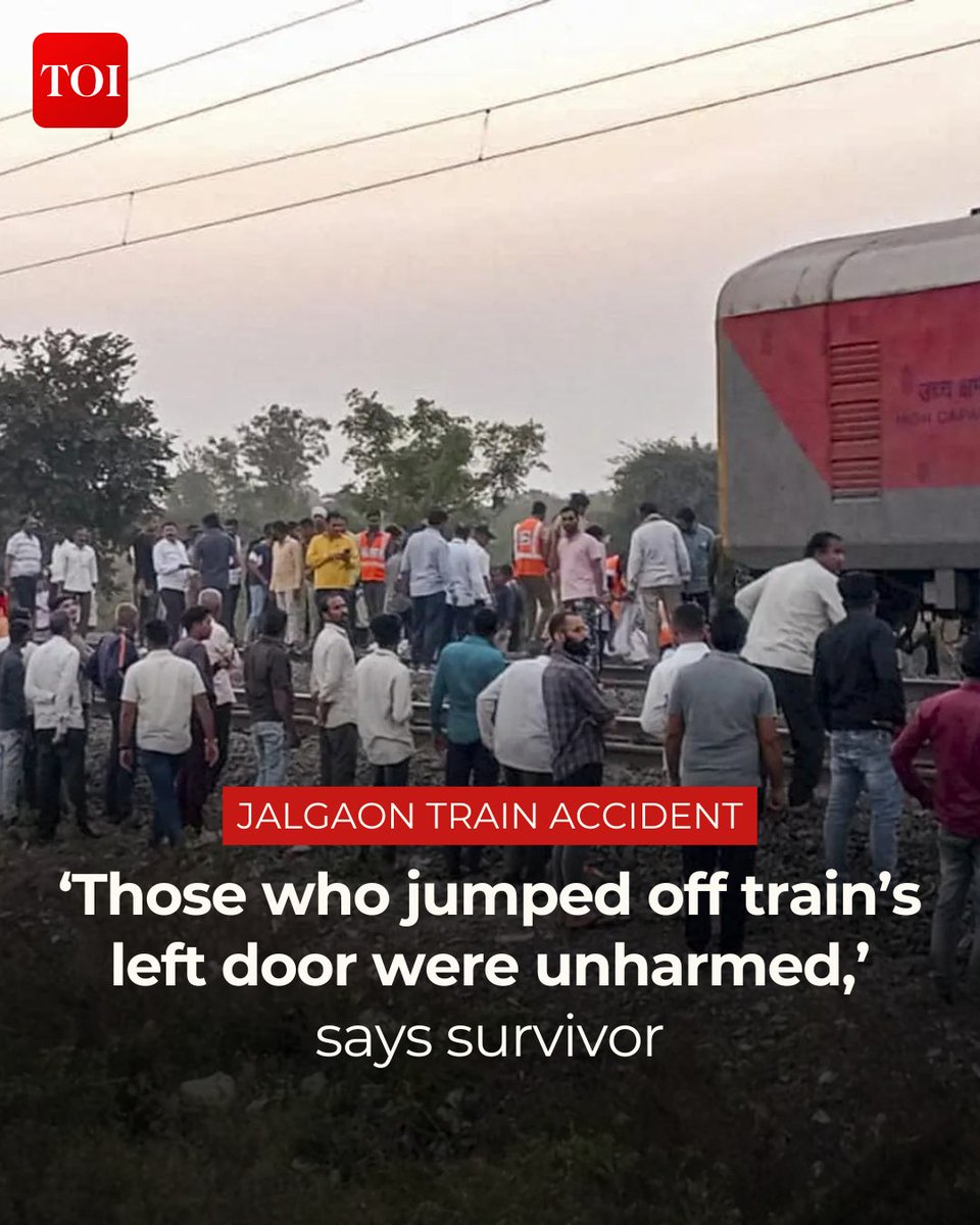 timesofindia's tweet image. Smoke in #PushpakExpress led to panic among passengers, causing some to jump out and get hit by #KarnatakaExpress on the adjacent track near Pachora station in Maharashtra. Tight-packed unreserved coaches caused chaos, with several killed or injured. 

Read here 🔗