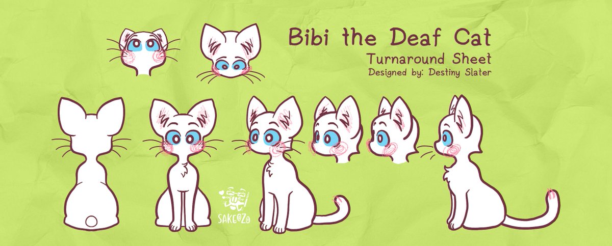 A little peek sneak! Say hi to Bibi the Deaf Cat! Expect animation, comics, &amp; drawings of her adventure, focusing on rich Deaf experience, depth of mental health navigation in social situations, &amp; cute life journey lessons! Sit tight for more posts coming up of her &amp; friends. >:3