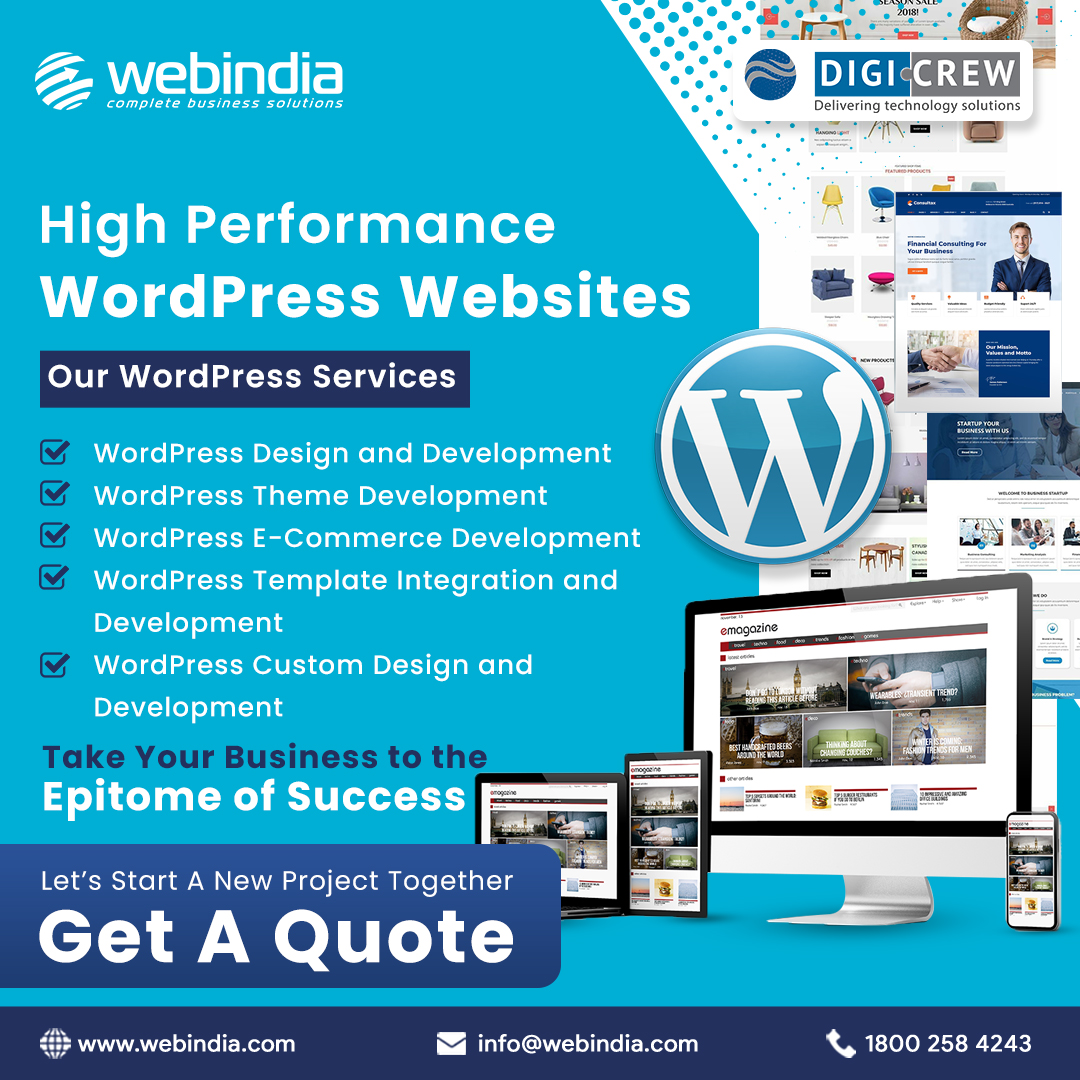 webindiaservice's tweet image. We offer High quality, Robust and End-to-End WordPress Development Solutions for all your Business needs.
#wordpress #wordpressdeveloper #wordpressdevelopment #wordpressdevelopmentcompany #WordPressDevelopmentServices #webindia #digicrew