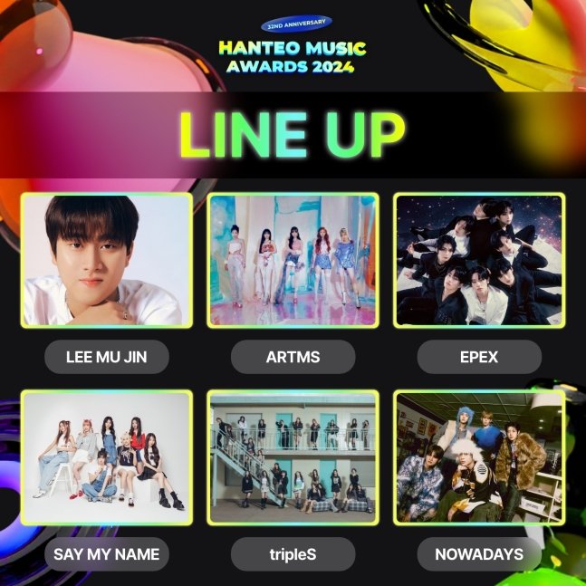 KPopInsiderJp's tweet photo. 🎙️THE 32nd HANTEO MUSIC AWARDS (HMA) 

📅 2/15(土)・2/16(日)
📍 奨忠体育館 (Jangchung Arena) 

【 MC 】
・(G)I-DLE ミヨン
・ジニョン 

【 出演者 】
・RIIZE 
・NCT WISH
・ヨンタク
・LIGHTSUM
・HYB 
・イェナ
・イムジン
・ARTMS 
・EPEX
・SAYMYNAME 
・tripleS 
・NOWADAYS 

#HMA #HMAs https://t.co/6h9VLmYfvx