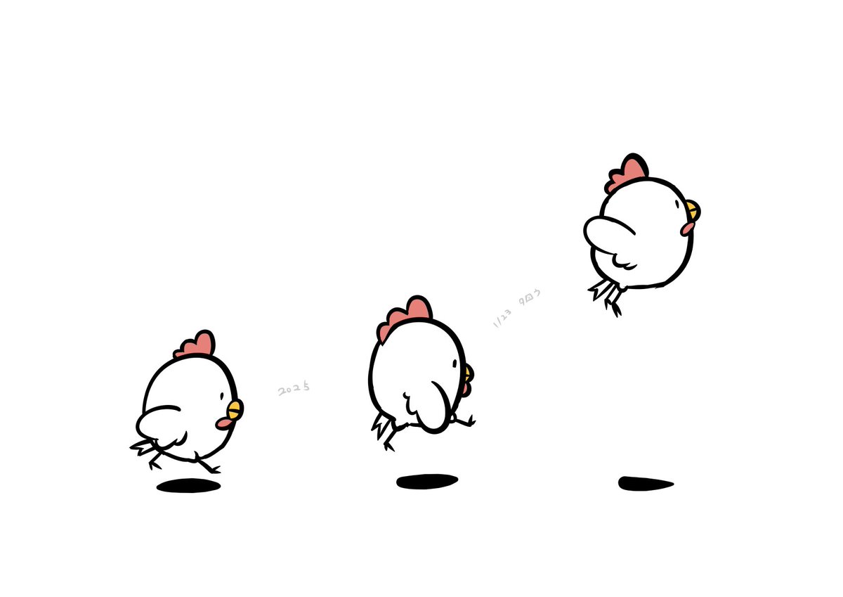 「1/23こけ こっ こー#ワン・ツー・スリーの日 #イラスト 」|タロウ@一日一絵のイラスト