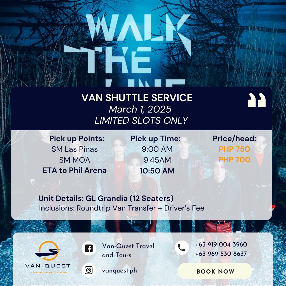 vanquest_ph's tweet photo. ✨Calling all ENGENEs! ✨
Van-Quest Travel and Tours is your ultimate concert buddy for ENHYPEN's Walk the Line in the Philippine Sports Stadium on March 1, 2025!

Date: March 1, 2025
Venue: Philippine Sports Stadium
Pick-up &amp; Drop-off Points:
-SM Las Pinas
-SM Mall of Asia MOA https://t.co/NJw6EAq3QN