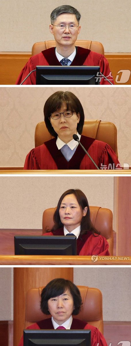 오늘 헌법 매국노 재판관들 소개합니다.

문형배
이미선
정정미
정계선

니들은 탄핵 찬성할 줄 알았다. 개잡년들아